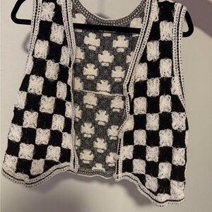 Black and White Crochet Vest